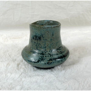 Art Pottery Bud Vase Signed MK Janeek Handmade Clay Stoneware Salt Glaze 2005